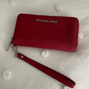 Red Michael Kors wallet/wristlet